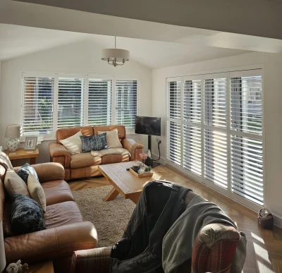 room with shutters installed by sharp shutters